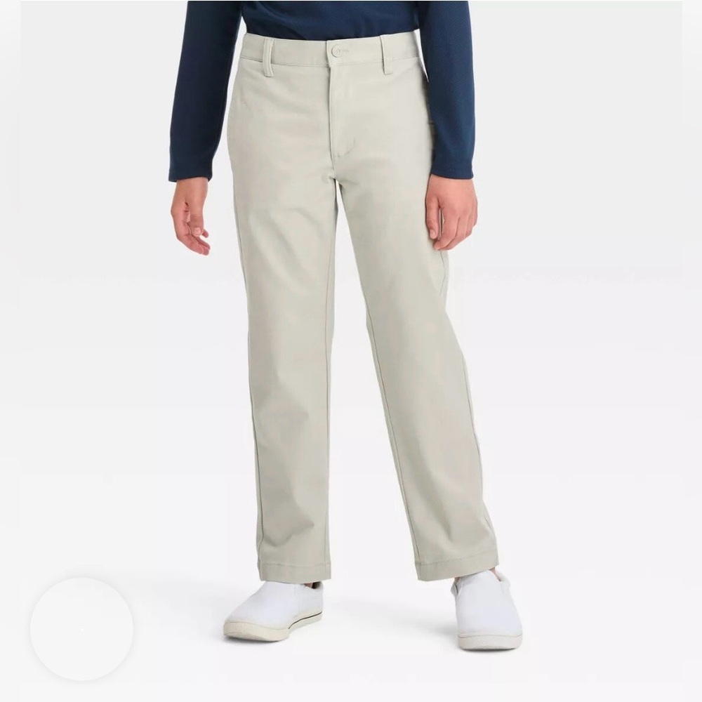 NWT Cat & Jack Boys School Uniform Pants Size 16 Husky Tumbleweed - Tan/Khaki